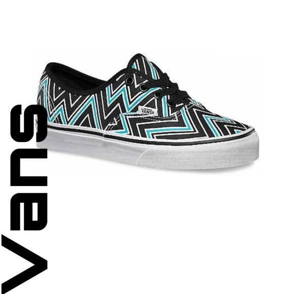 Vans Shoes - Woman's Vans Black and Blue Chevron sneakers